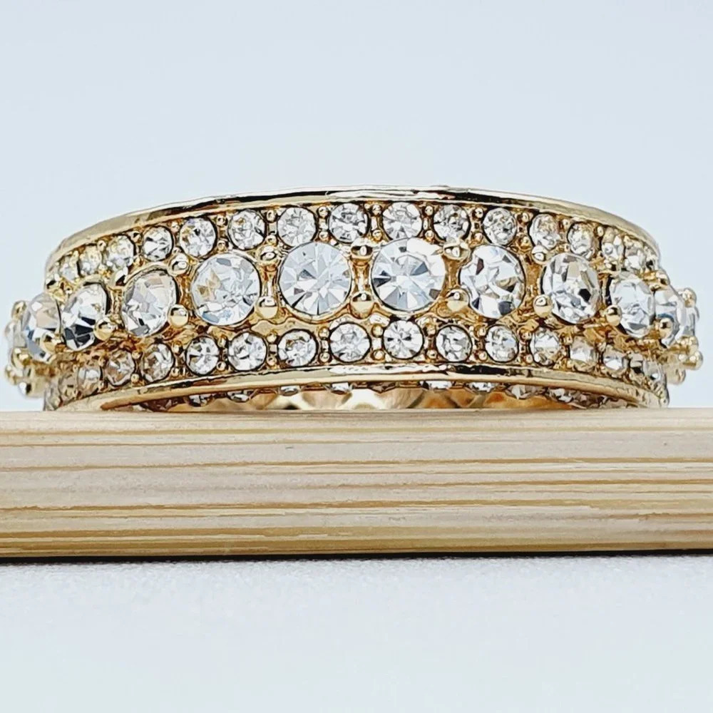 🔥Eternity Band 18K Gold Plated Cubic Zircon Engagement Rings forWomen,UNVN12364 - Picture 15 of 15